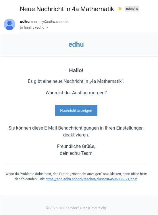 E-Mail-Benachrichtigung