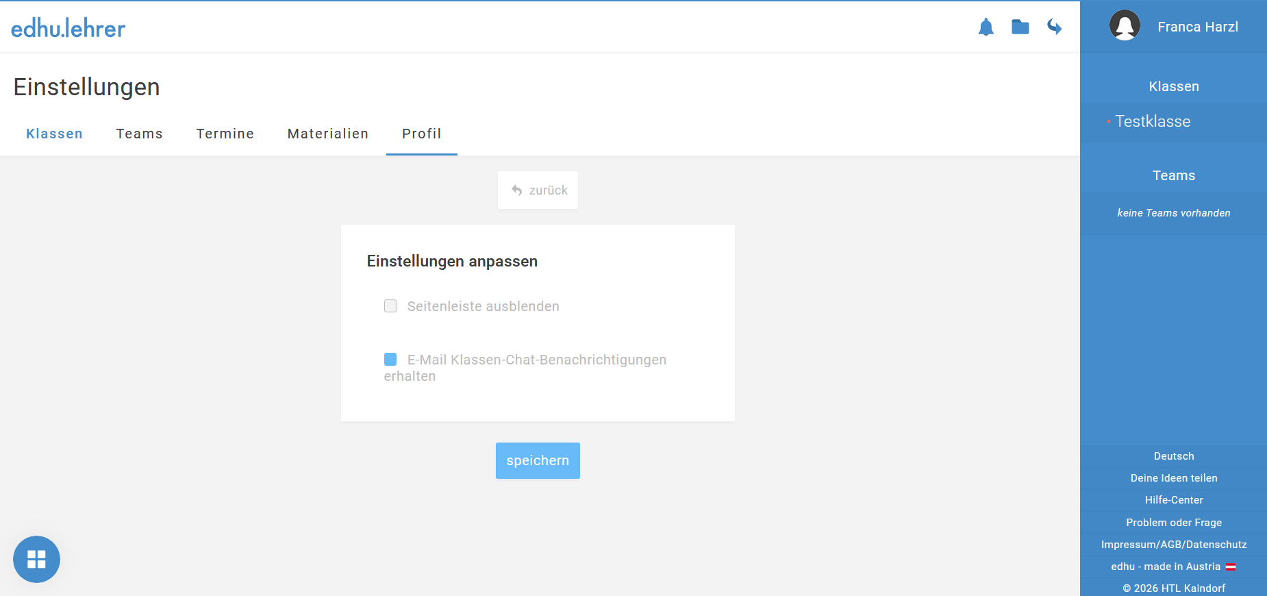 Benachrichtigung in den Einstellungen aktivieren