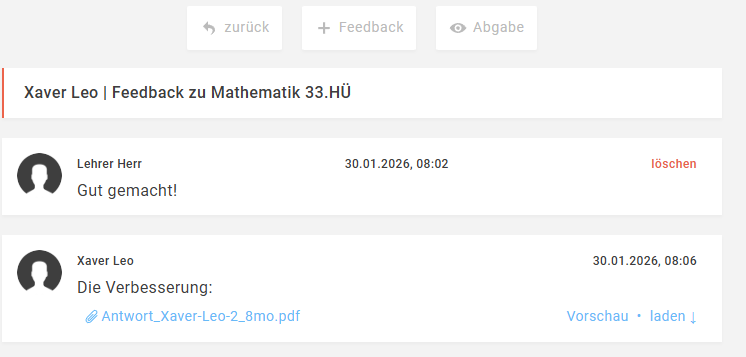 Verbesserung in der Feedback-Sektion