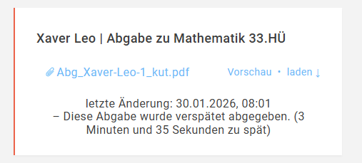 Verspätete Abgabe gekennzeichnet